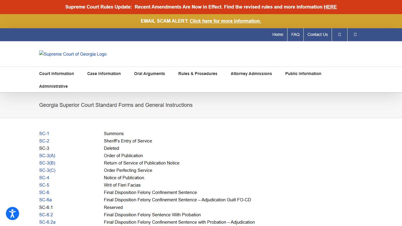 Georgia Superior Court Standard Forms and General Instructions – Supreme Court of Georgia